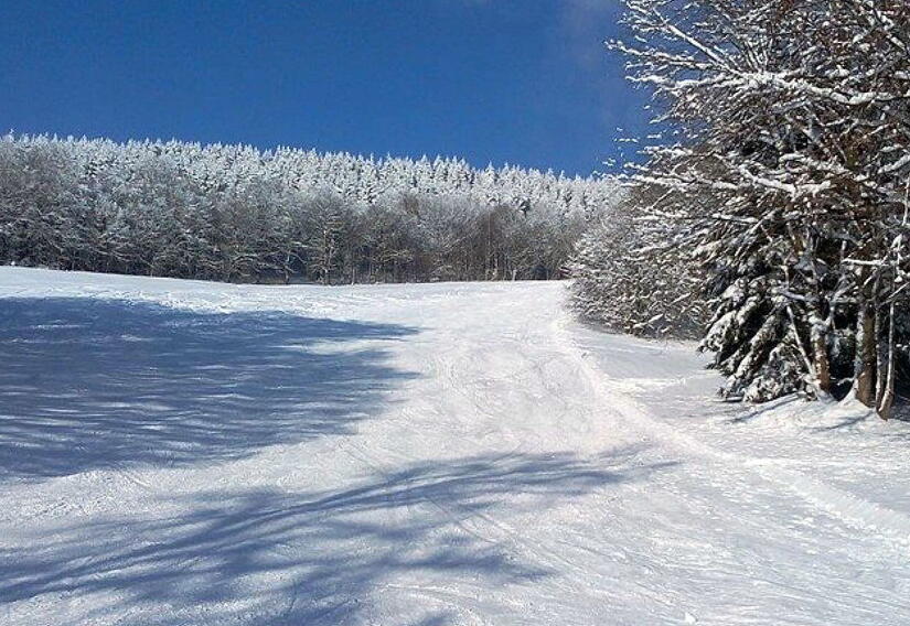 Rodelwiese am Skilift in Laudenbach bei schönstem Winterwetter