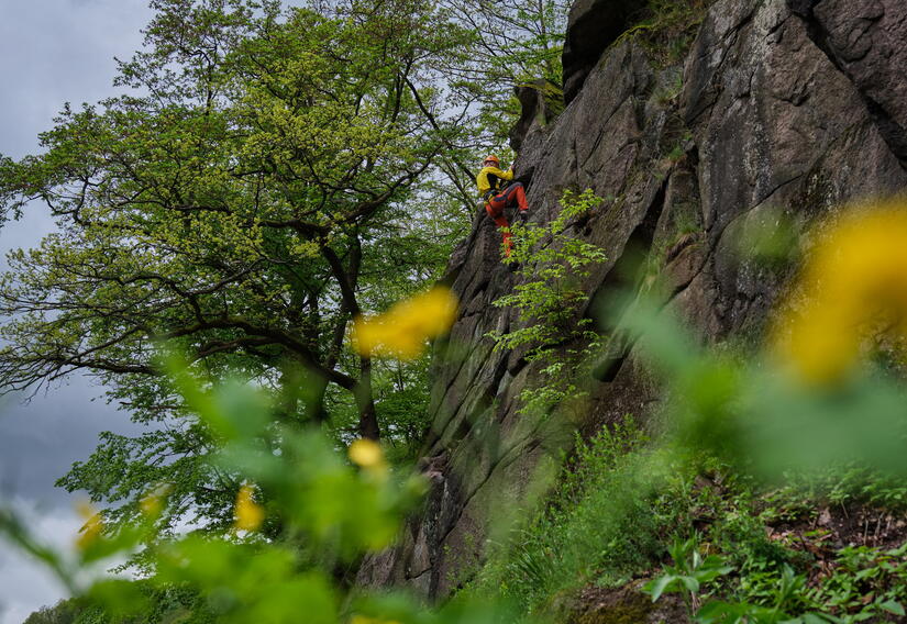 Boulderer im Klettergebiet "Trusetaler Hauptgang"