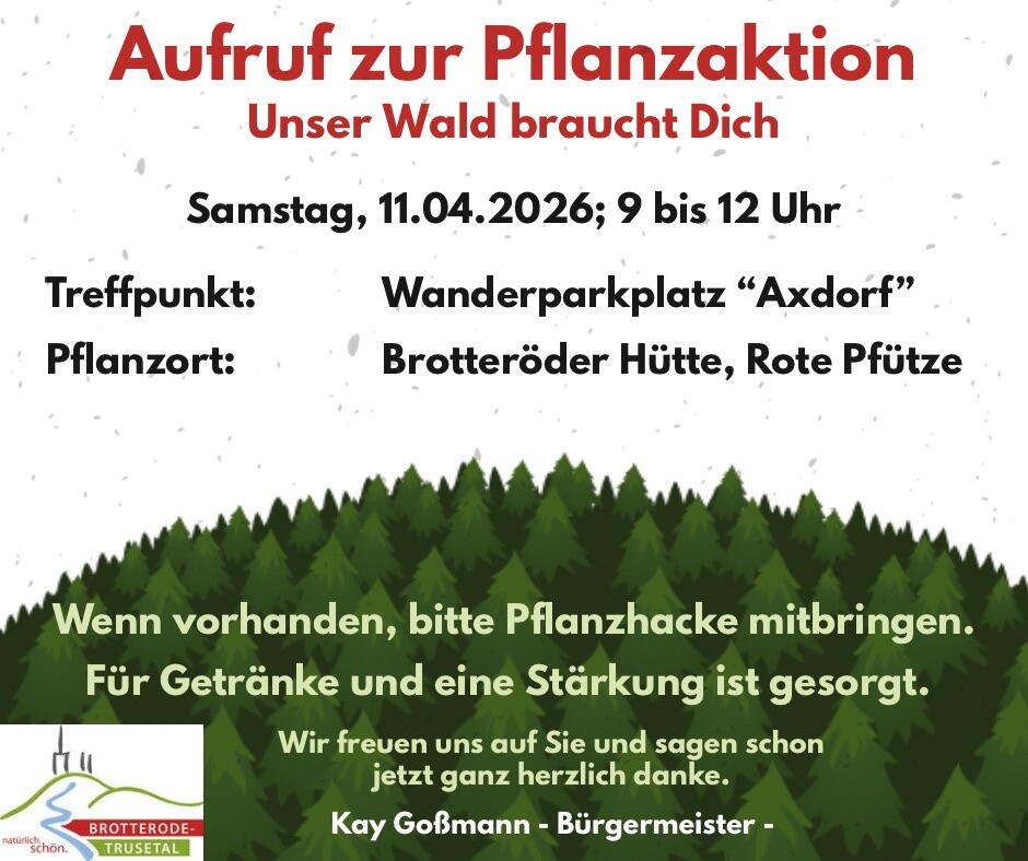 Flyer zur Pflanzaktion am 11. April 2026 in Brotterode-Trusetal