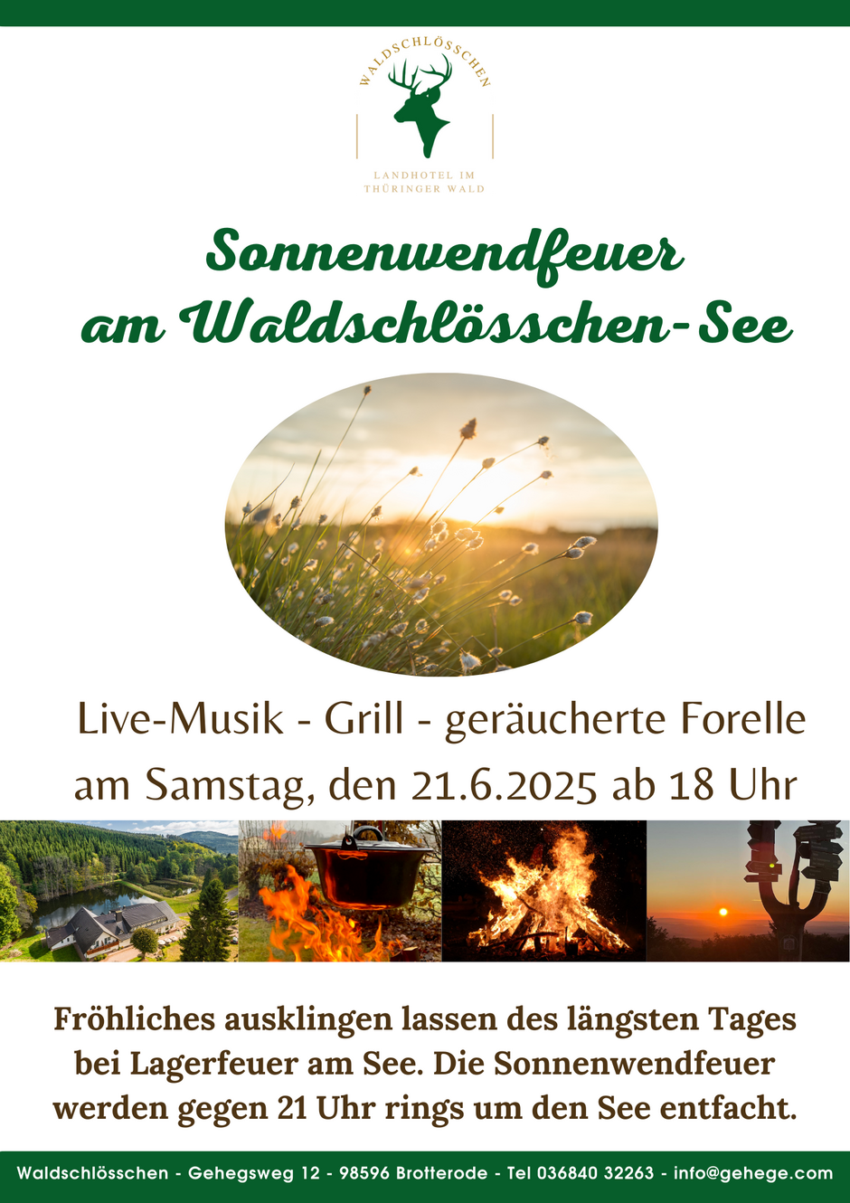 Plakat mit Informationen zum Sonnenwendfeuer